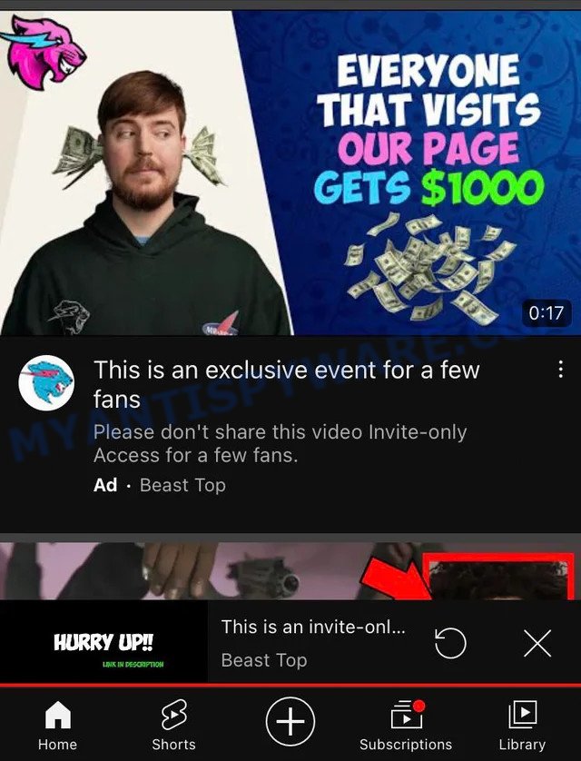 Fake MrBeast Giveaway YouTube Ads