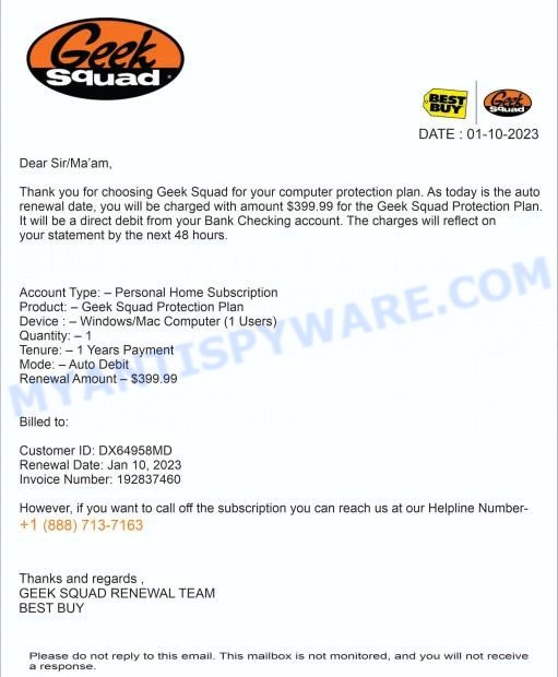 Geek Squad EMAIL SCAM 2023