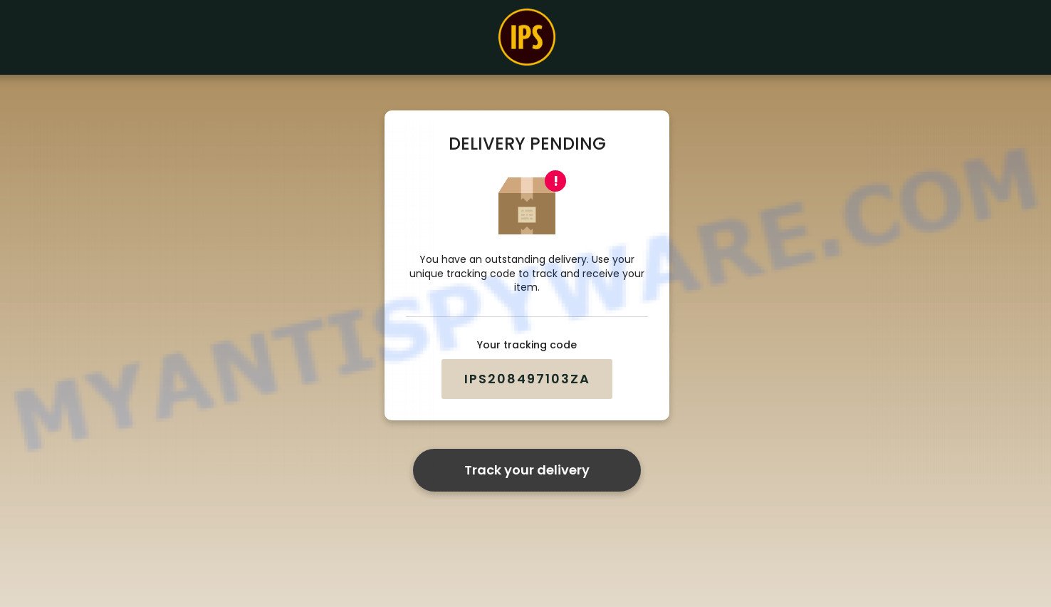 IPS Shipment attempt Delivery Pending Scam site