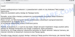 Jestem profesjonalnym hakerem Email Scam