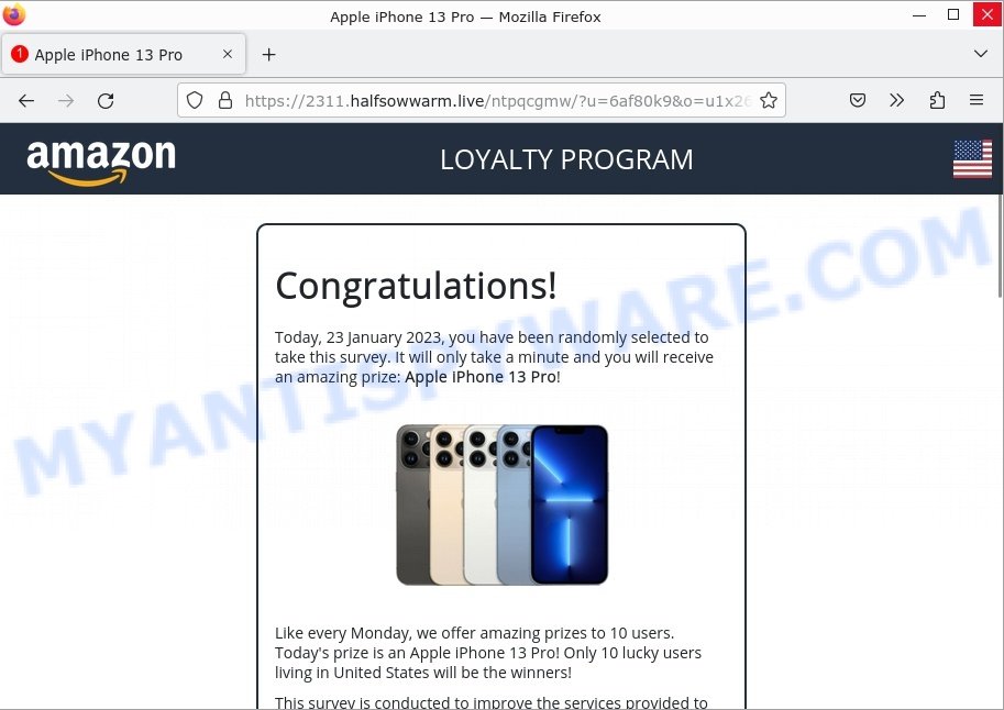 Keepbonusforwin.life redirects Apple iPhone 13 Pro Scam