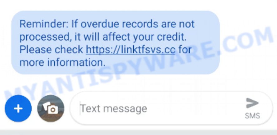 Linkt cc Scam Text Credit Overdue Records Reminder
