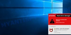McAfee Hard drive damage pop-up scam