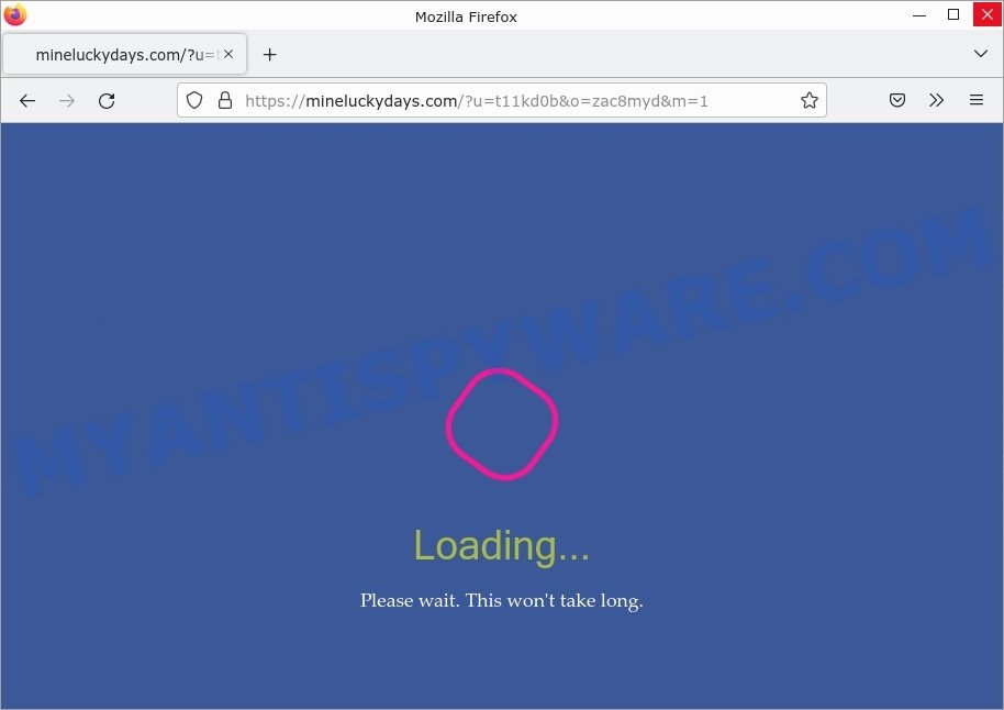 Mineluckydays.com pop-up redirect