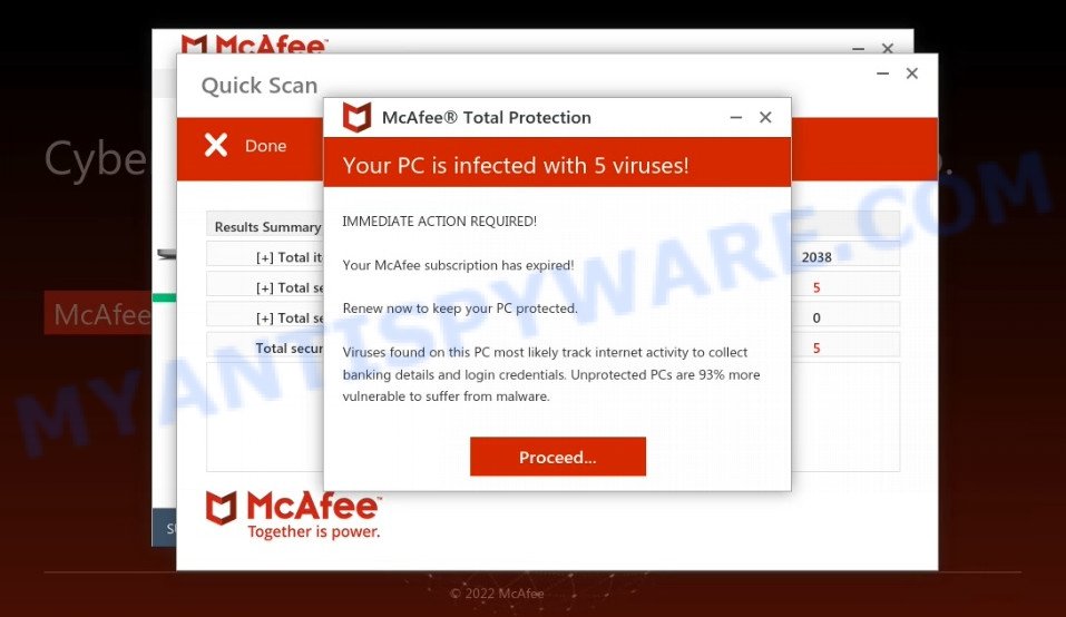 Pro-shield2023.shop fake McAfee Scan results