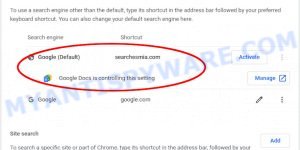 Searchesmia.com Google Docs Chrome virus