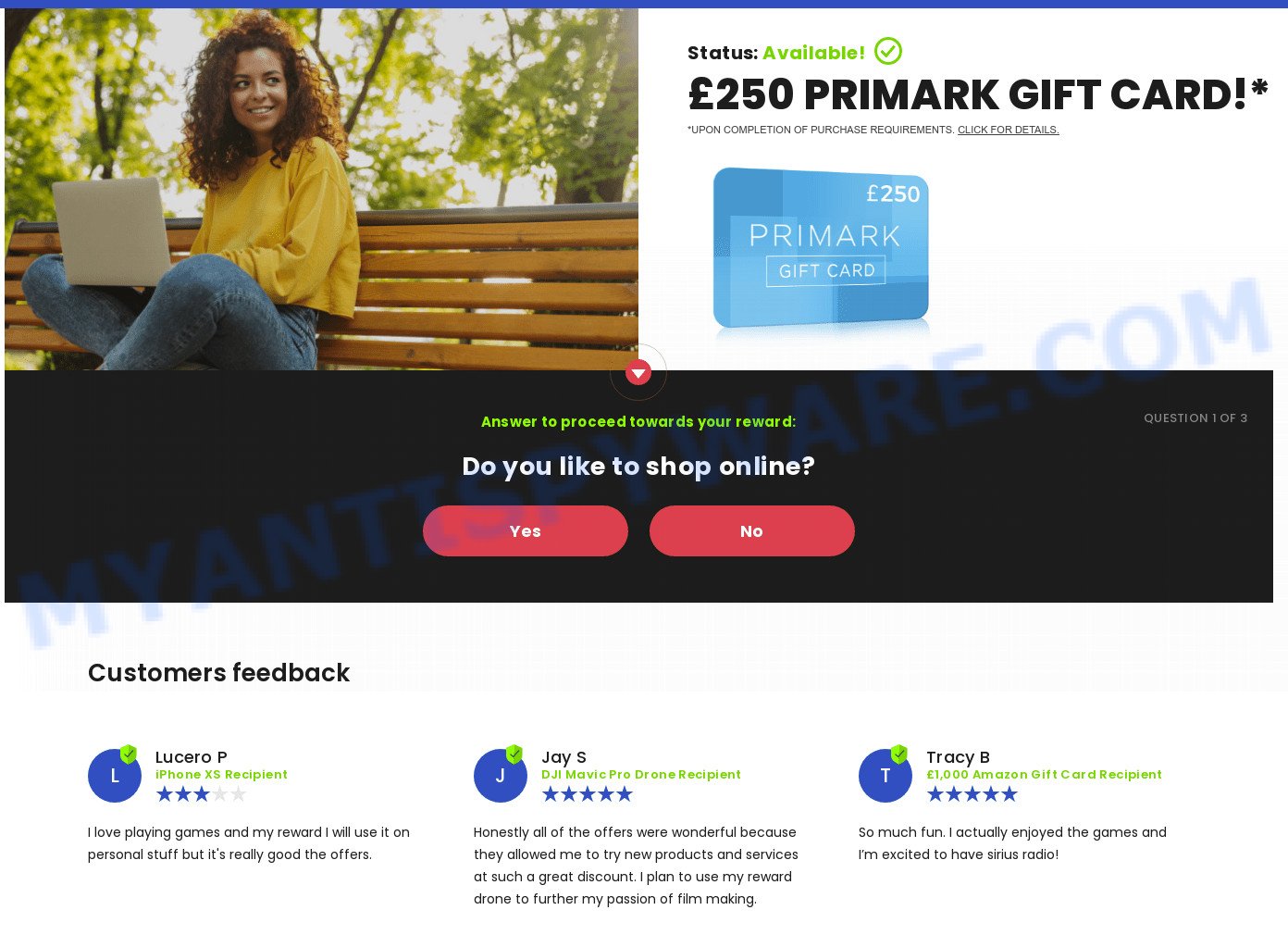Smrturl.co redirects Primark Gift Card Scam