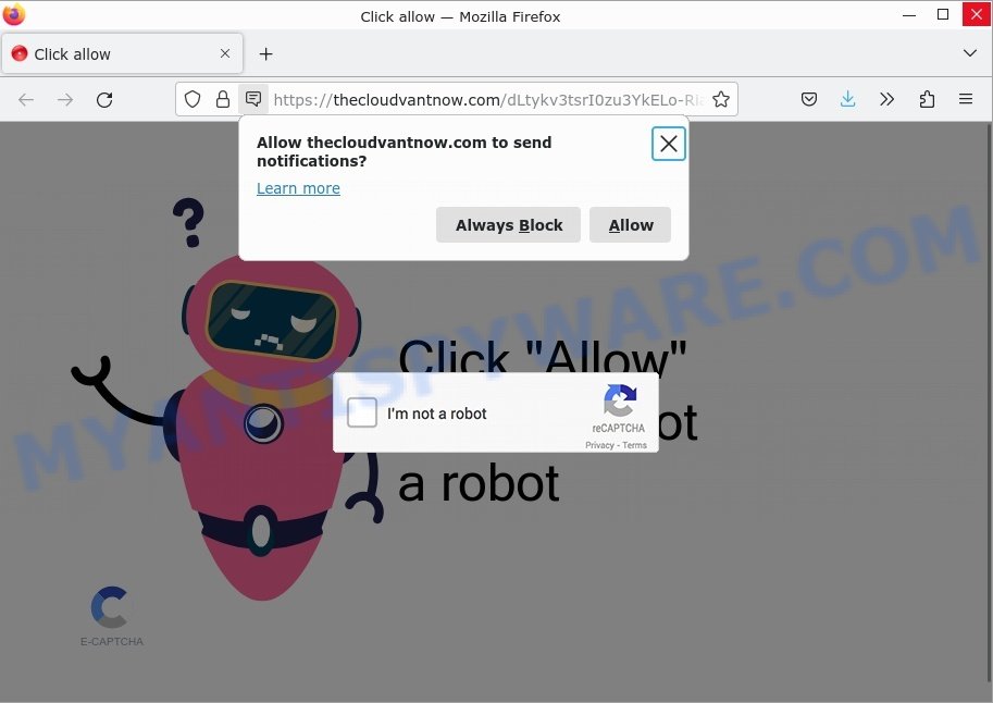 Thecloudvantnow.com Click allow Scam