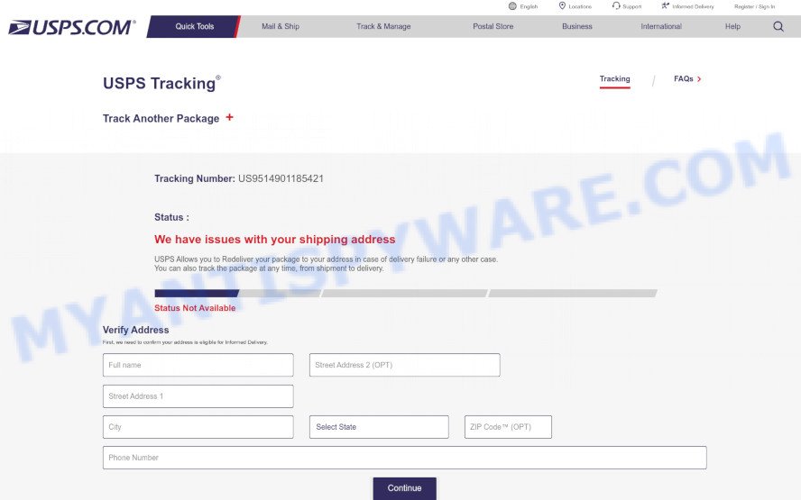 US9524901185421 fake USPS site