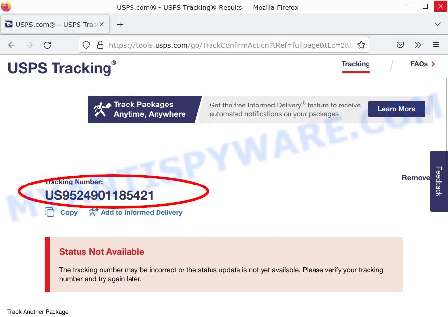 US9524901185421 fake tracking number