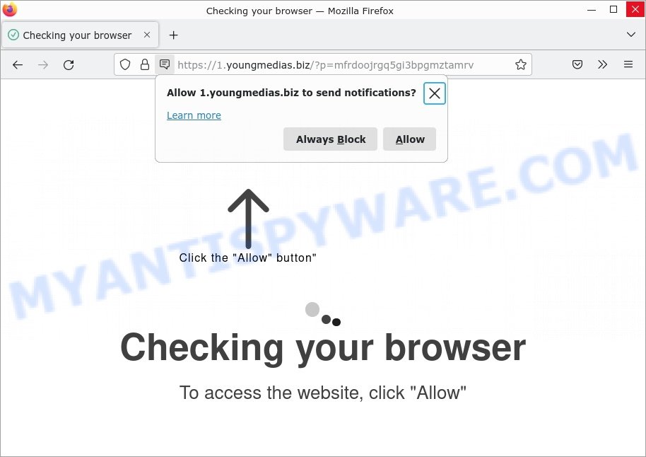 Youngmedias.biz Checking your browser Scam