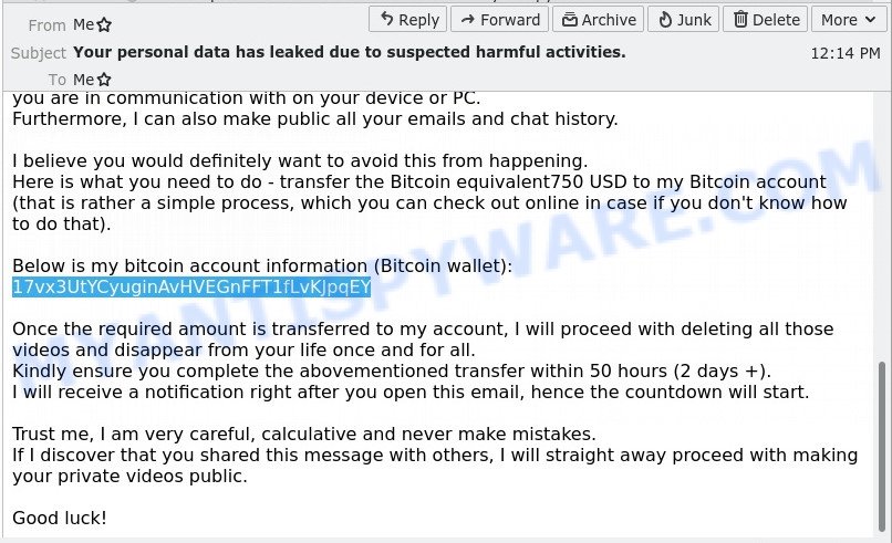 17vx3UtYCyuginAvHVEGnFFT1fLvKJpqEY Bitcoin email scam