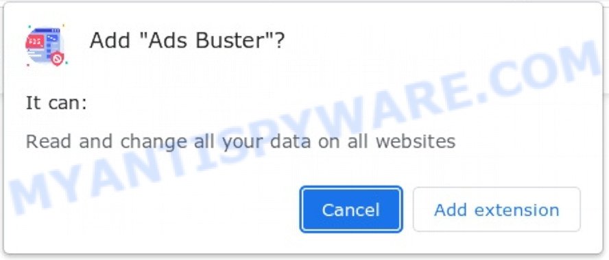 Ads Buster Adware browser extension
