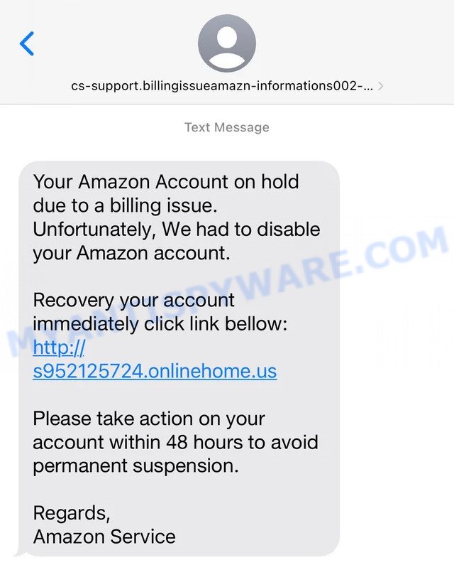 Amazon Account On Hold Due to Billing Issue Scam Email