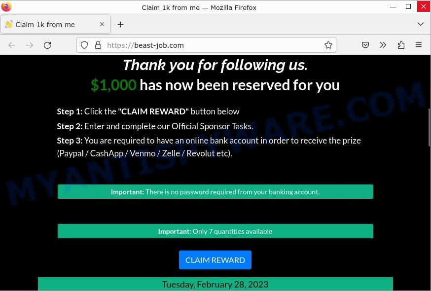 Beast-job.com Claim Reward Scam