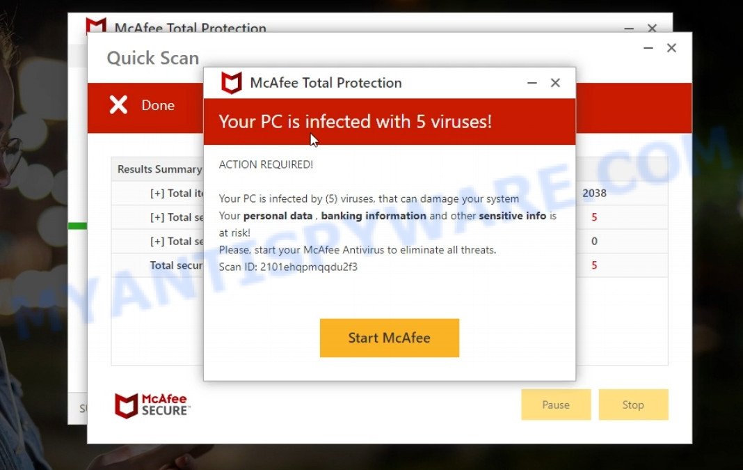 Foylosd.xyz McAfee fake scan results