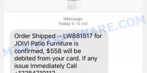 JOIVI Patio Furniture scam text message