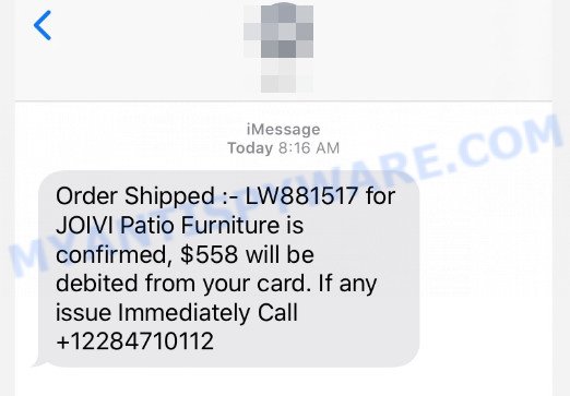 JOIVI Patio Furniture scam text message