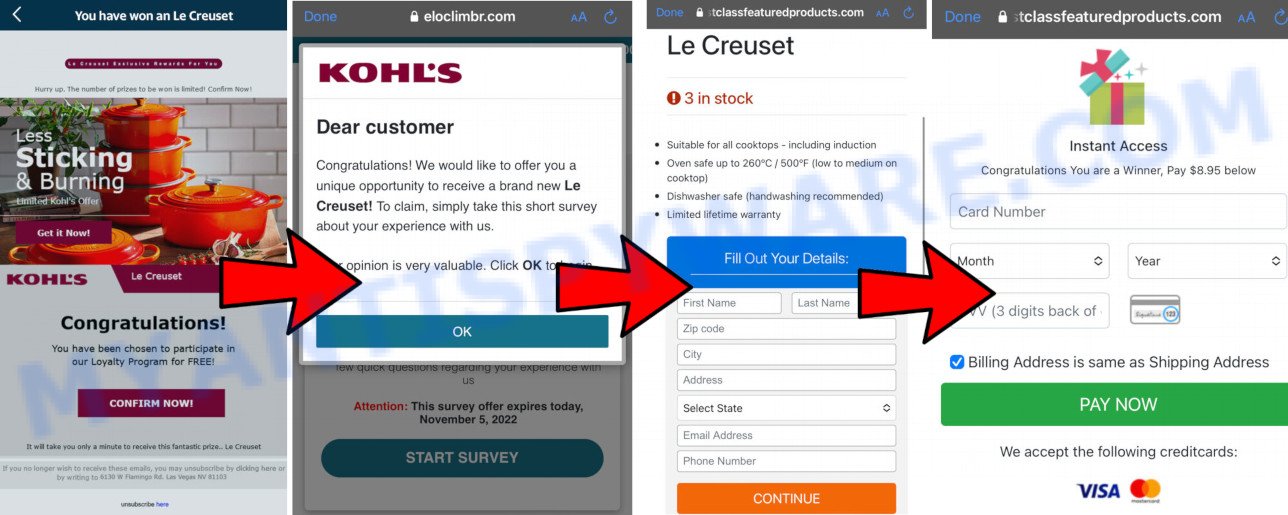 KOHL Le Creuset Scam steps