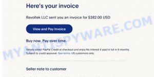 Ravoltek LLC PayPal Invoice Email Scam