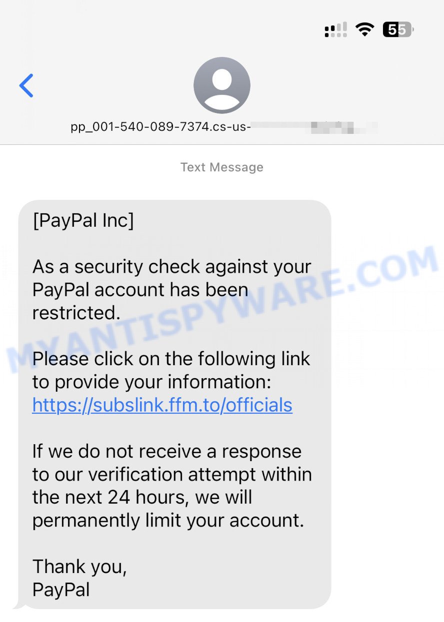 Security Check Against Your PayPal Scam Text