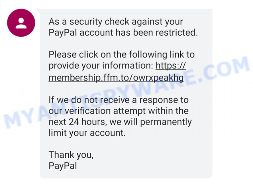 Security Check Against Your PayPal account Scam