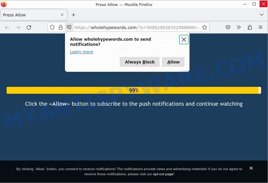 Wholehypewords.com Press Allow Scam