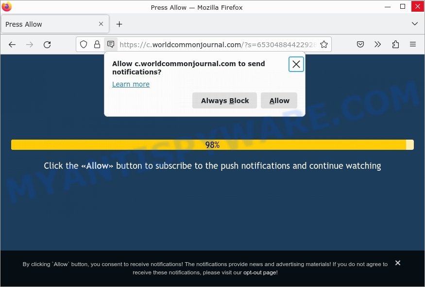 Worldcommonjournal.com Press Allow Scam