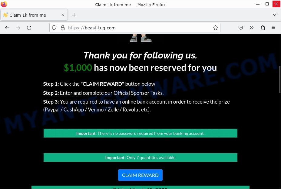 Beast-tug.com Claim Reward Scam
