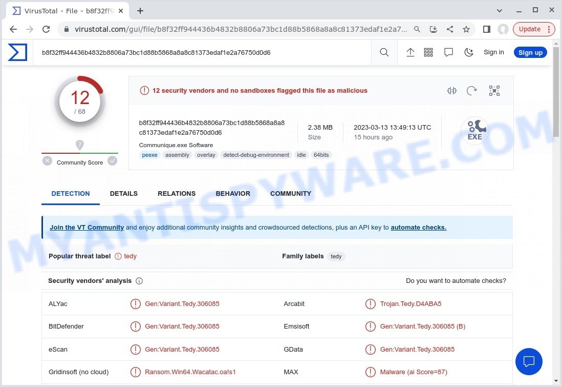 Communique Adware detections