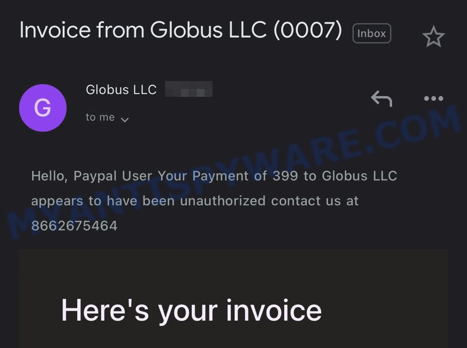 Globus LLC PayPal Scam