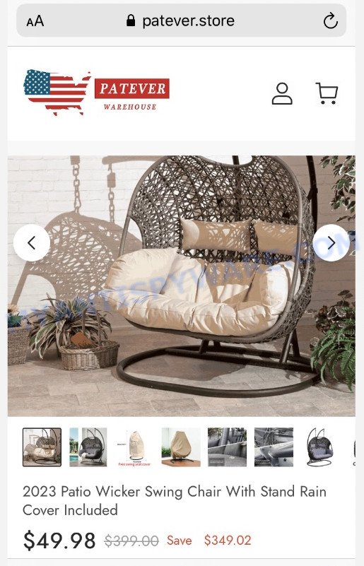 Patever.store 2023 Patio Wicker Swing Chair