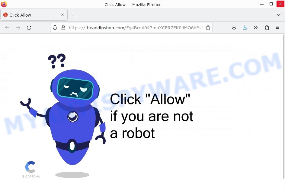 Theaddinshop.com Click Allow Scam