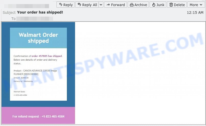 Walmart Order Shipped Email Scam