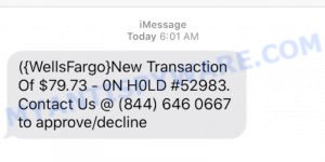 Wells Fargo New Transaction Scam Text