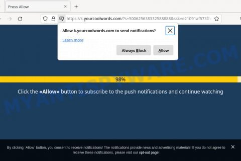 Yourcoolwords.com Click Allow Scam