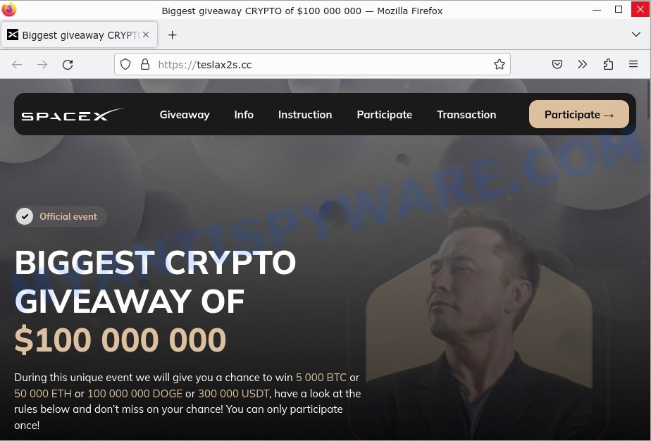 teslax2s.cc Crypto Giveaway Scam