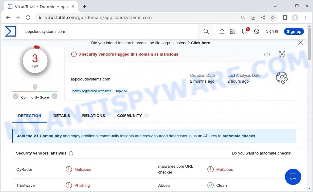Appcloudsystems.com malicious