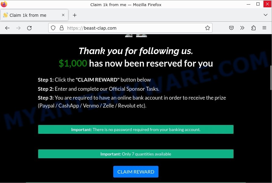 Beast-clap.com Claim Reward Scam