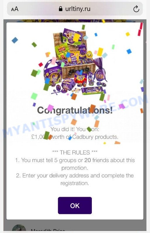 Cadbury Easter Egg Hunt Scam page