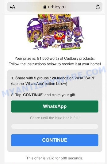 Cadbury Easter Egg Hunt Scam whatsapp