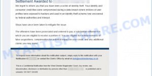 Cash Settlement Awarded Email Scam