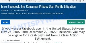 Facebook User Privacy Settlement website