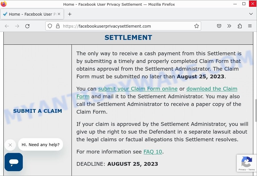 Facebook User Privacy Settlement website file