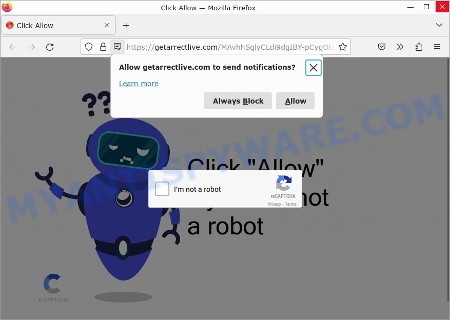 Getarrectlive.com Click Allow Scam