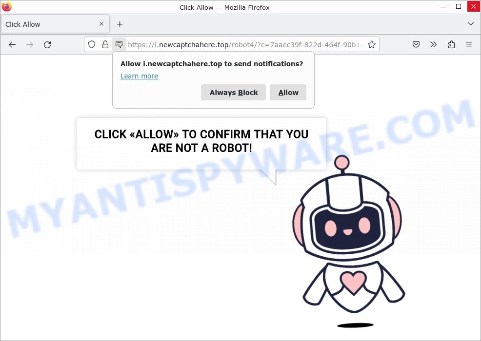 New Captcha Here virus Click Allow Scam