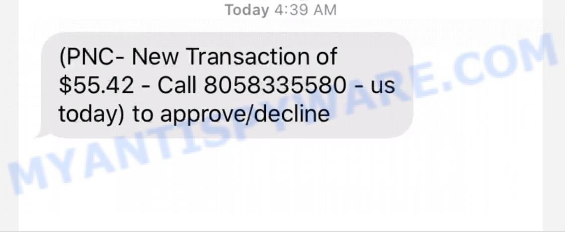 PNC New Transaction Text Scam