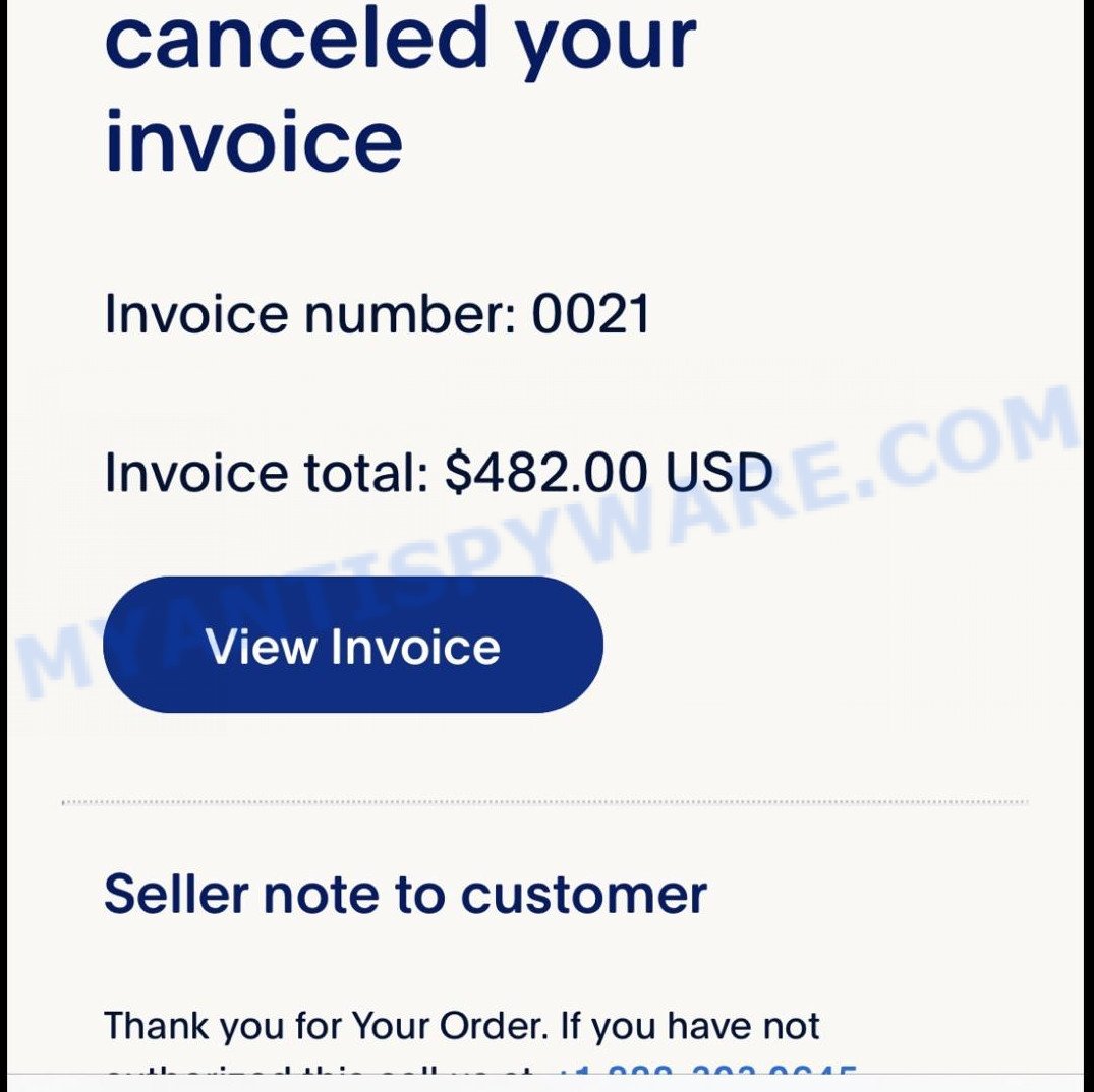 PayPal BNC Billing Canceled Your Invoice Email