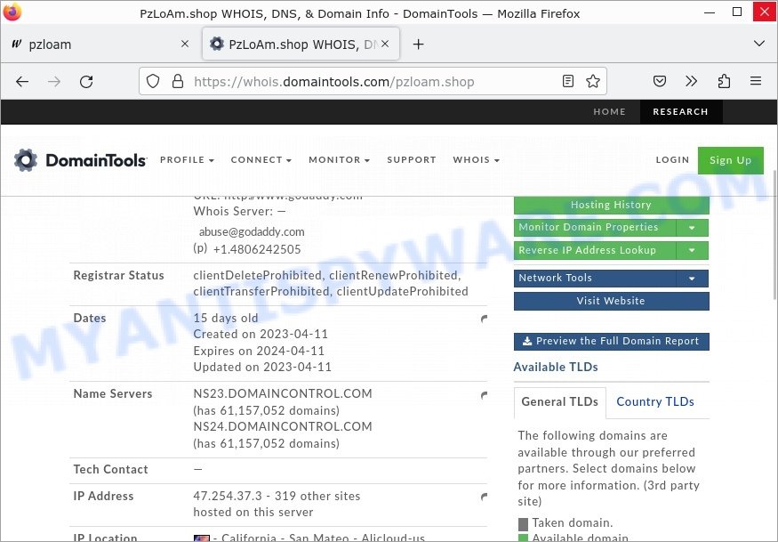 Pzloam.shop whois