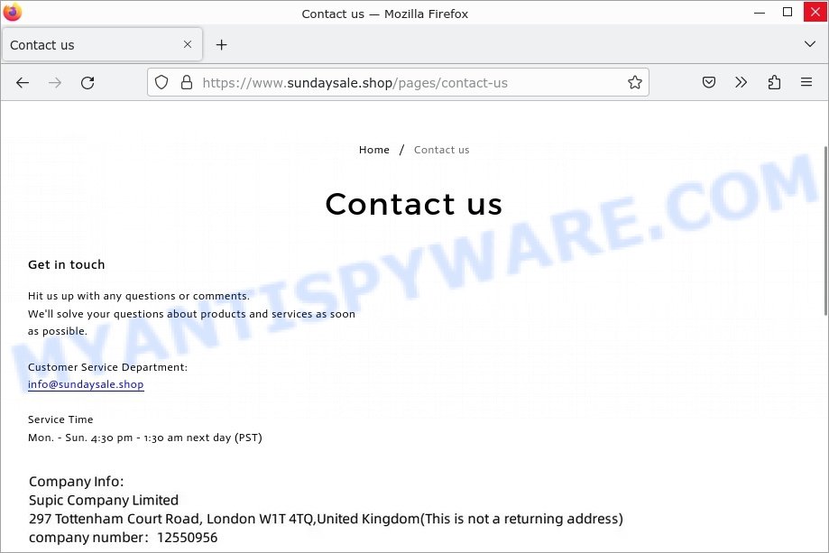 Sundaysale.shop contacts